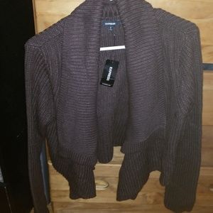 Express Chunky Brown Shawl Sweater Sz L  New